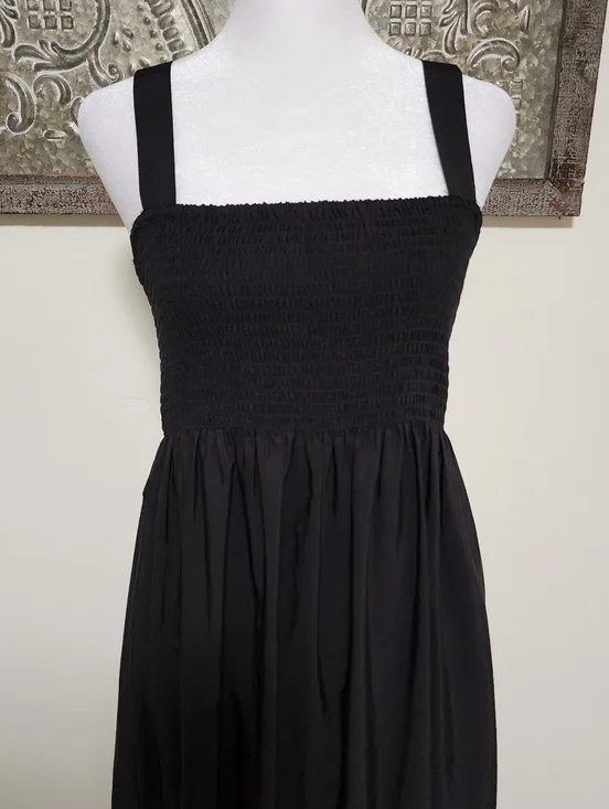 Zara Women's Black Smocked Bodice Sleeveless Tiered Maxi Dress Med Summer Casual - Picture 7 of 11